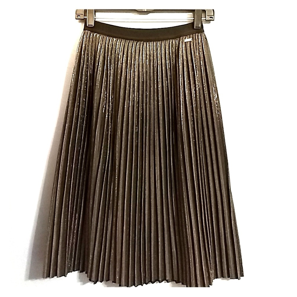 Armani Exchange Silver Pleated Midi Skirt